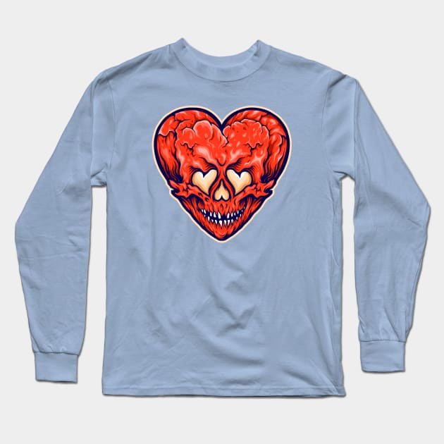 Heart Skull Long Sleeve T-Shirt by Saint Barkley